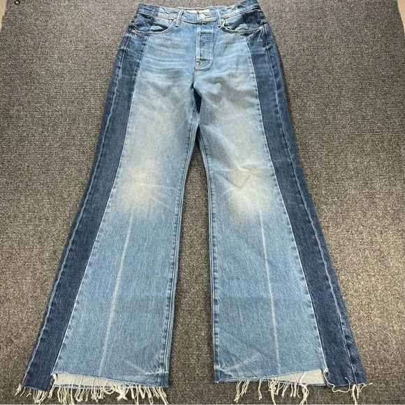 MOTHER The Tux Sidestepper Sneak Fray Double Stacked Jeans Size 28 Made In USA - Picture 1 of 10